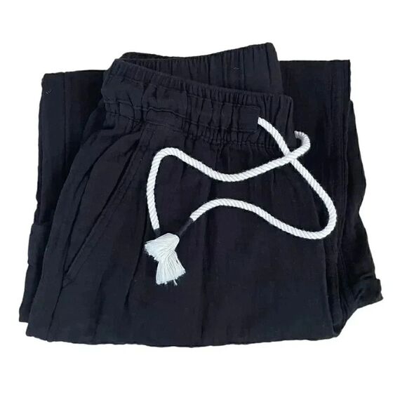 Old Navy Black Y2K Drawstring High Waisted Textured Soft Wide Leg Cozy Pants S - Picture 8 of 12